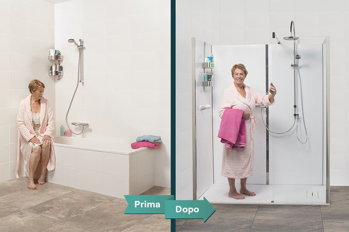Doccia walk-in - Prima e dopo